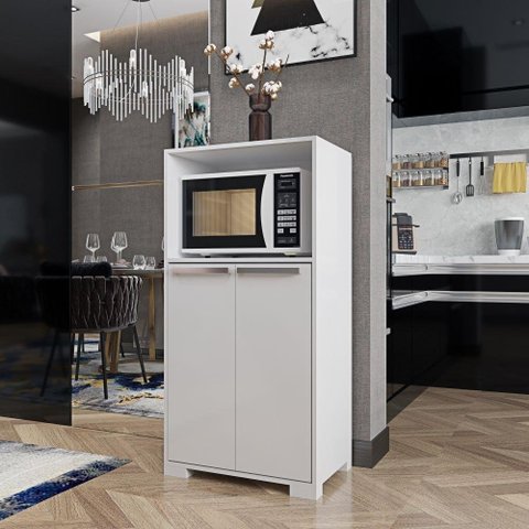 Armário Balcão Microondas 2 Portas Myanmar Branco Brienza Movelaria