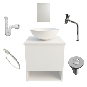 Kit Gabinete Banheiro Cuba Espelho Torneira Cromada Valvula Sifão Engate Lavabo Completo