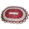 Tapete crochê Oval sala quarto Branco Vermelho cozinha 75x55 - 1