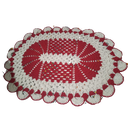Ver imagem 1 de Tapete crochê Oval sala quarto Branco Vermelho cozinha 75x55