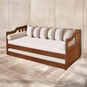 Ver imagem 2 de Sofá Cama Solteiro e de Madeira Maciça com Cama Auxiliar Atraente Imbuia