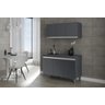 Balcão Gabinete Manu Cinza 120 Cm S/tampo e Armário Aéreo Andreia 120cm - Ajl Móveis Kit Balcão e Ar - 4