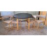 Mesa de Jantar Minimalista com 4 Cadeiras Compacta 90cm:base Das Cadeiras Imitação de Madeira com Te - 12