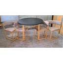 Ver imagem 4 de Mesa de Jantar Minimalista com 4 Cadeiras Compacta 90cm:base Das Cadeiras Imitação de Madeira com Te