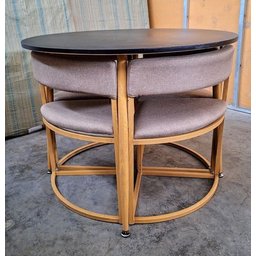 Mesa de Jantar Minimalista com 4 Cadeiras Compacta 90cm:base Das Cadeiras Imitação de Madeira com Te - 11
