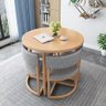 Mesa de Jantar Minimalista com 4 Cadeiras Compacta 90cm:base Das Cadeiras Imitação de Madeira com Te - 2