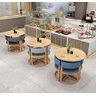 Mesa de Jantar Minimalista com 4 Cadeiras Compacta 90cm:base Das Cadeiras Imitação de Madeira com Te - 3