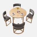 Ver mais imagens de Mesa de Jantar Minimalista com 4 Cadeiras Compacta 90cm:base Das Cadeiras Imitação de Madeira com Te