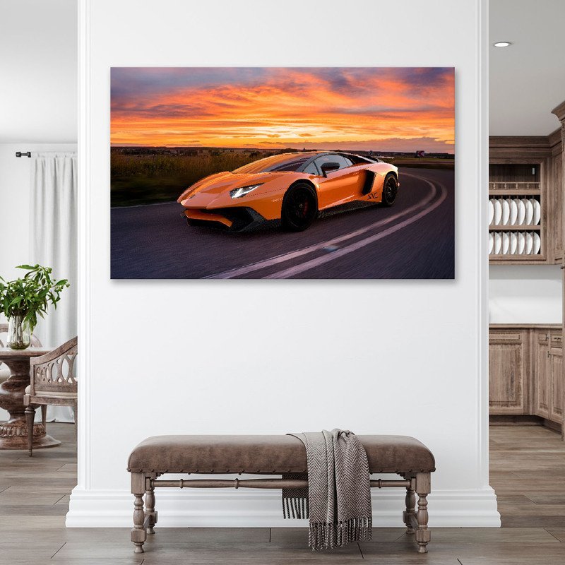 Quadro Decorativo Tela Canvas Conceito Lamborguine Laranja - 200x120 Cm - 3