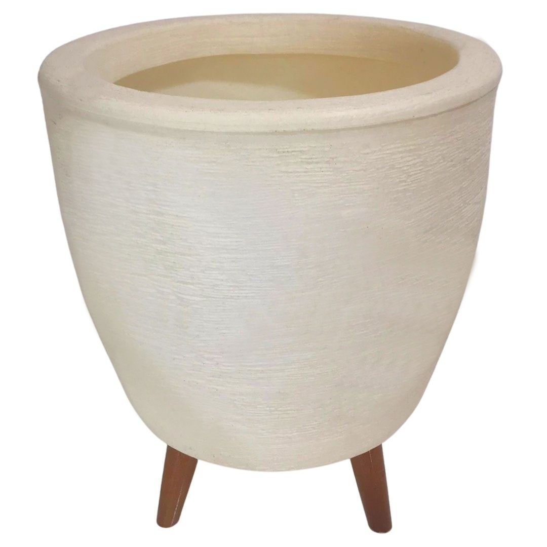 Vaso Planta Sala 40cm com Tripé de Madeira Decorativo Bege - 3