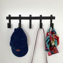 Ver imagem 2 de Cabideiro de Parede com 5 Ganchos para Pendurar Roupas e Bolsas Industrial em Aço Preto