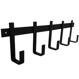 Cabideiro de Parede com 5 Ganchos para Pendurar Roupas e Bolsas Industrial em Aço Preto - 8