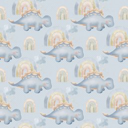 Papel de Parede Adesivo Dinossauro Baby Fundo Azul 3m - 1