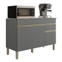 Ver imagem 1 de Balcão com Tampo Cozinha Line 120 Cm com 3 Portas e 1 Gaveta Gris