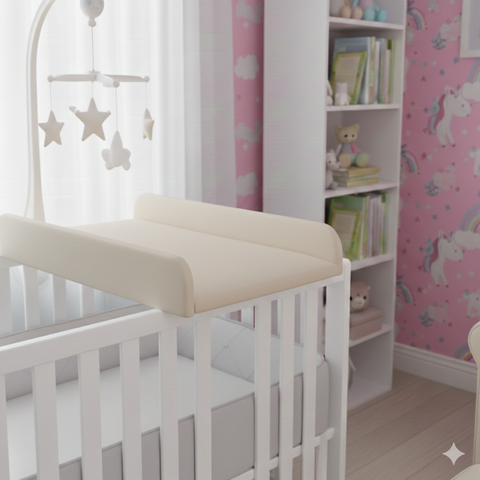 Trocador Portátil para Berço em Corino Bege Phoenix Baby Macio Higiênico Conforto Infantil Enxoval
