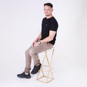 Ver imagem 2 de Banqueta Industrial Z Alta 70cm com Armação de Metal Dourado Estofado Bege