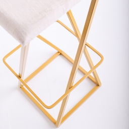Banqueta Industrial Z Alta 70cm com Armação de Metal Dourado Estofado Bege - 4