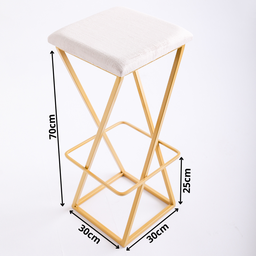 Banqueta Industrial Z Alta 70cm com Armação de Metal Dourado Estofado Bege - 6