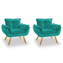 Ver imagem 1 de Kit 2 Poltronas Opala Pés Palito Decorativa Suede Azul Turquesa