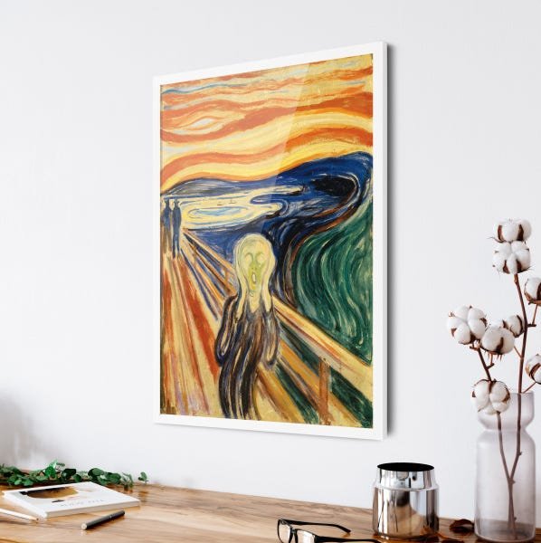 Quadro Decorativo Edvard Munch O Grito 1893 com Vidro Branco - 1