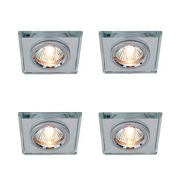 Kit 4 Spot Cristal Quadrado Embutir Gesso Banheiro Mini Dicroica Zan03 - 1