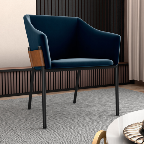 Poltrona para Sala de Recepção Maceió Veludo Azul