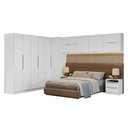 Ver imagem 3 de Quarto Completo Casal de Canto 610 Cm com Mesa de Cabeceira Branco Neo Madesa