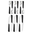 Ver imagem 1 de Conjunto com 6 Colheres para Mesa + com 6 Facas para Churrasco de Aço Inox com Cabo de Plástico Ratt