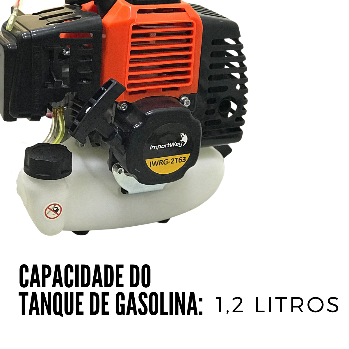 Roçadeira a Gasolina Importway Iwrg2t63 de 63cc Motor 2 Tempos 3hp - 6