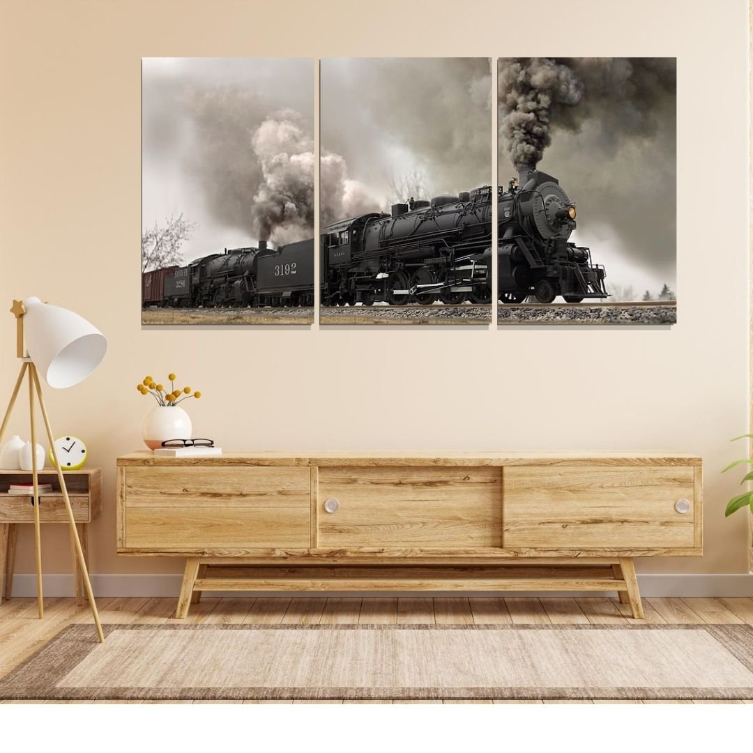 Quadro Decorativo Três Telas - Locomotiva - 120x60cm - 5