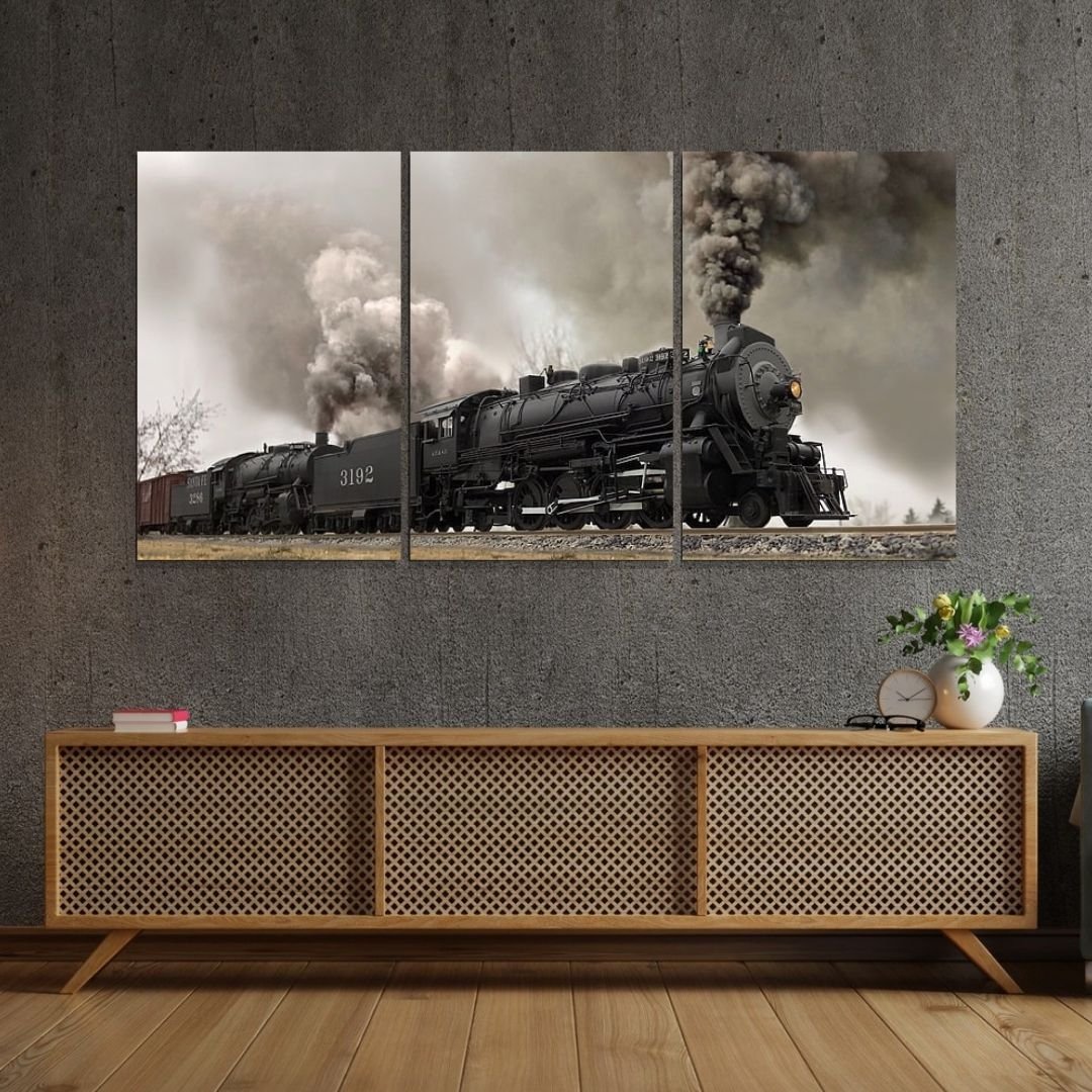 Quadro Decorativo Três Telas - Locomotiva - 120x60cm - 3