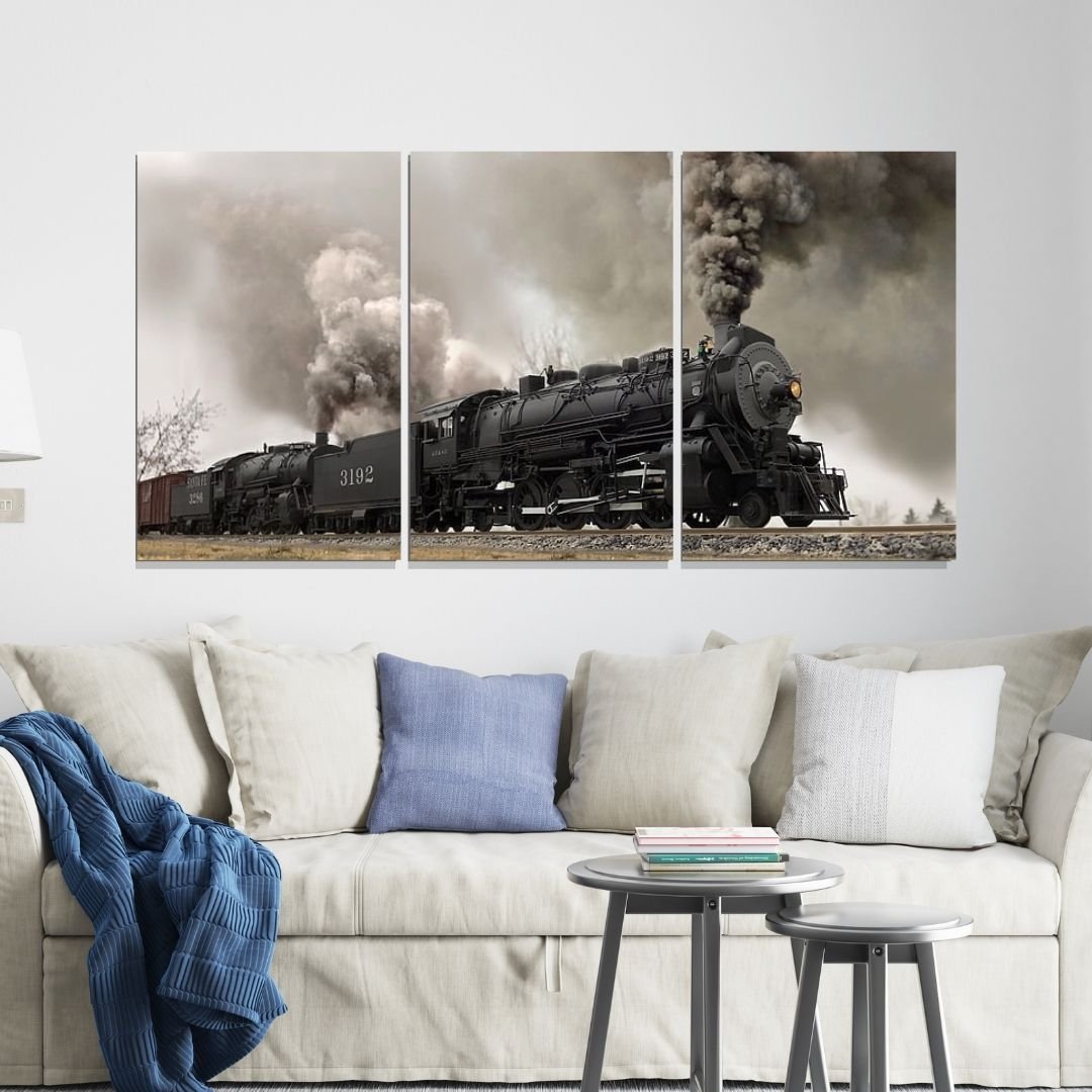 Quadro Decorativo Três Telas - Locomotiva - 120x60cm - 4