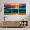Quadro Decorativo - Três Telas - Ondas do Mar - Estilo Pintura - 120x60cm - 1