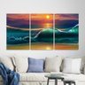 Quadro Decorativo - Três Telas - Ondas do Mar - Estilo Pintura - 120x60cm - 5