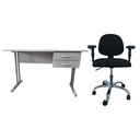 Ver imagem 1 de Kit Home Office Mesa C/ Gaveta 120x60 Standart e Cadeira Laizz Base Preta Cor: Cristal