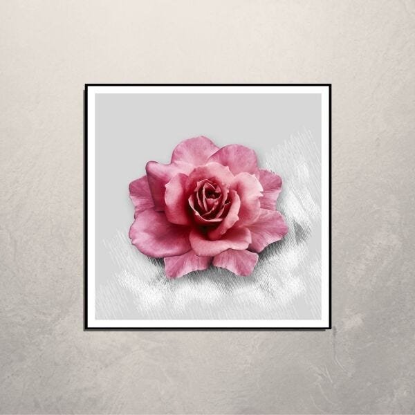 Quadro Decorativo Rosa, 90x90cm, com moldura. - 2