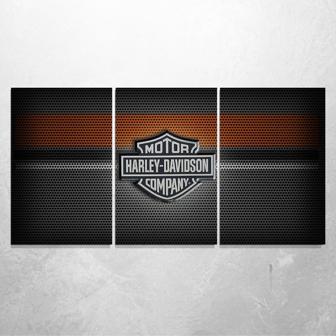 Quadro Decorativo - Três Telas - Moto Harley Davidson - 120x60cm - 2