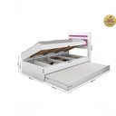 Ver imagem 5 de Cama Baú Solteiro Larissa com Auxiliar MDF Branco Rosa Framar para Colchão 88x188cm