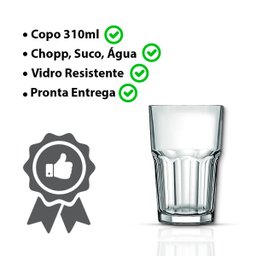 copo vidro linha chicago transparente 310ml original 123útil - 4