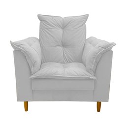 Poltrona Amamentação + Puff Luana Pés Madeira Suede:branco - 3