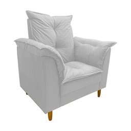 Poltrona Amamentação + Puff Luana Pés Madeira Suede:branco - 2