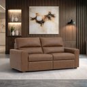 Ver mais imagens de Sofá 2 Módulos Recliner Retrátil Reclinável Elétrico Couro Amarula 220cm
