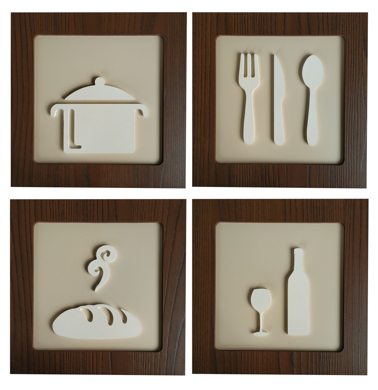 Kit 4 Quadros Decorativos Sala Cozinha Mdf 30x30 - 1