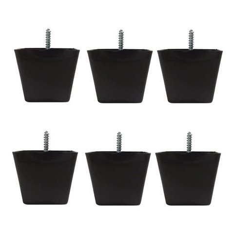Kit 6 Pés para Sofa Rack Estofados Modelo Cadency Preto Trapézio Alt 6 Cm