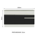 Ver imagem 4 de Balcão Pia Madesa Glamy 150Cm 2 Portas 2 Gaveta Branco Preto