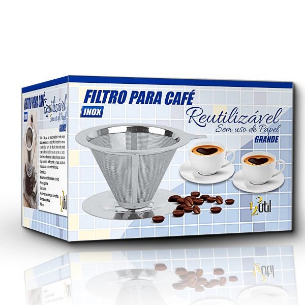 Filtro Coador para Cafe Reutilizável de Inox grande sem filtro - 6