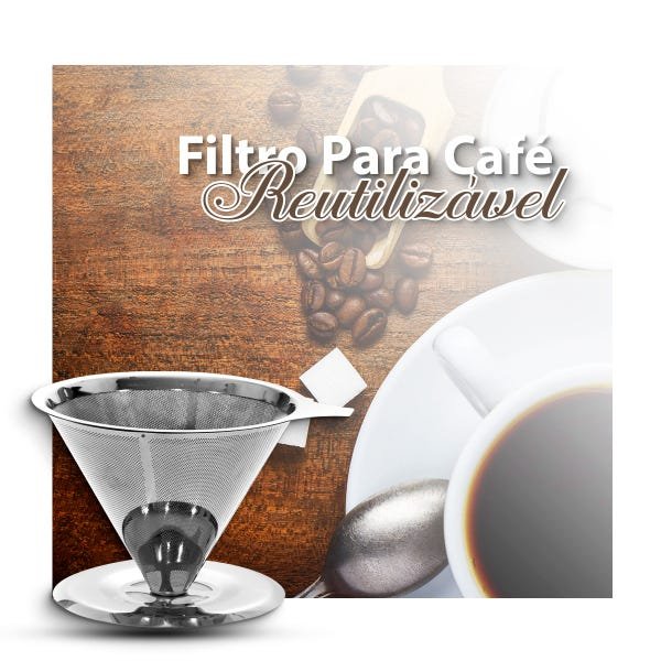 Filtro Coador para Cafe Reutilizável de Inox grande sem filtro - 2