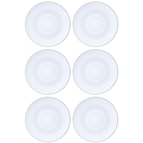 Conjunto 6 Pratos Rasos de Jantar em Porcelana Decorada 25cm Tramontina Lineare Cozinha Mesa Posta