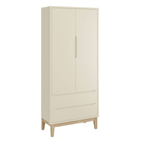 Guarda-Roupa Retrô 2 Portas Classic New Areia Fosco com Natural - MoveisAqui