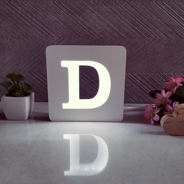 Luminária LED de letras em madeira MDF 3D - 5